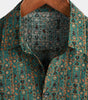 Men's Short Sleeve Vintage Paisley Print 70s Green Boho Retro Tribal Shirt