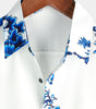 Men's Casual Short-Sleeve Button-Up Shirt in Blue with Floral Print