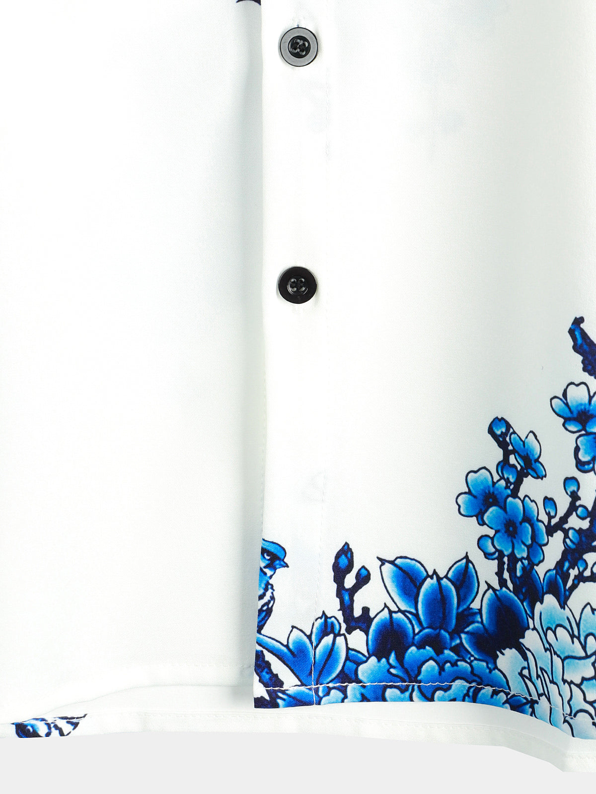 Men's Casual Short-Sleeve Button-Up Shirt in Blue with Floral Print