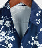 Casual Short Sleeve Revers Collar Men's Shirt with Vintage Navy Floral Print