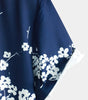 Casual Short Sleeve Revers Collar Men's Shirt with Vintage Navy Floral Print