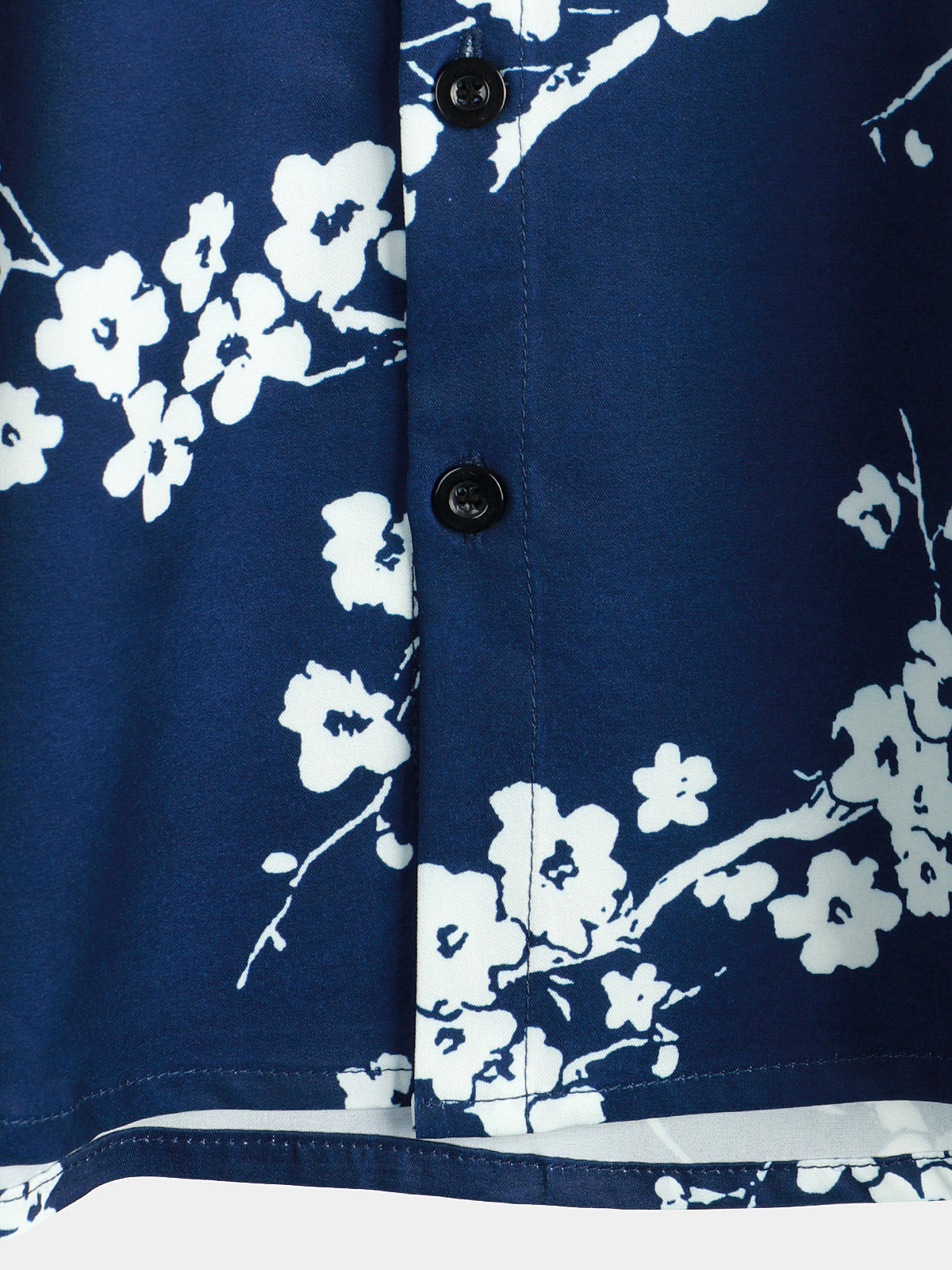 Casual Short Sleeve Revers Collar Men's Shirt with Vintage Navy Floral Print