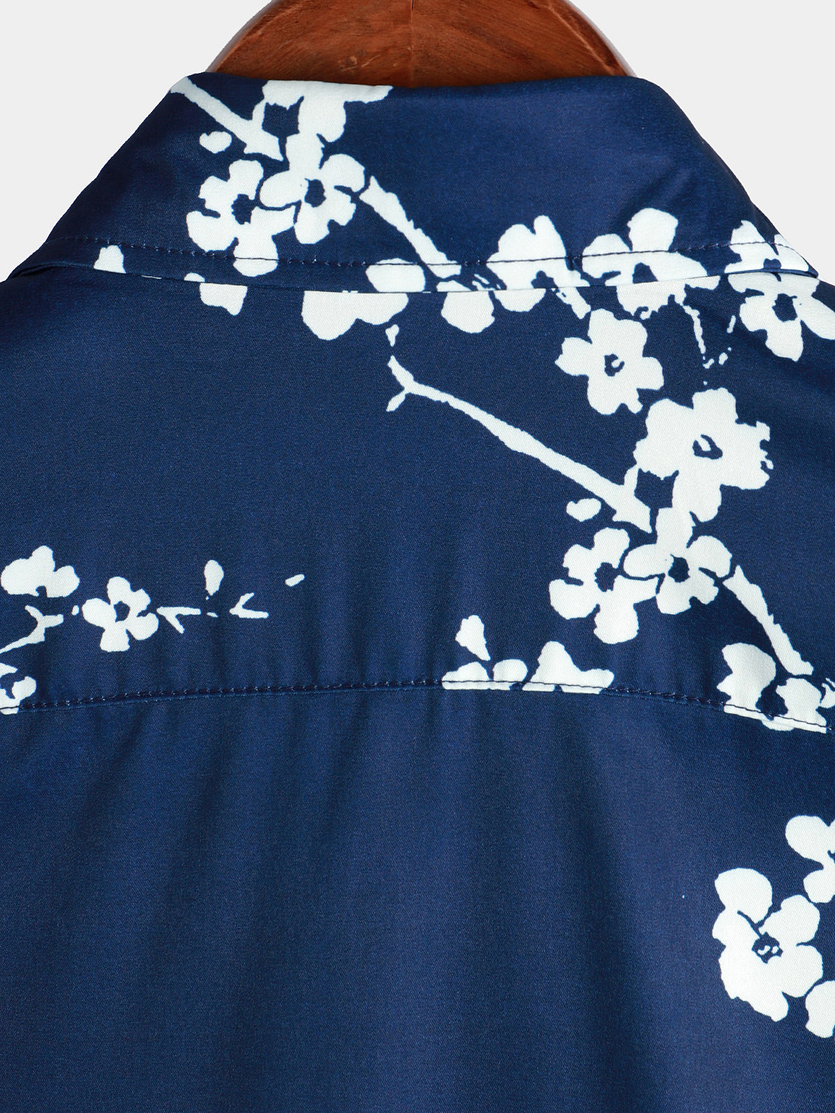 Casual Short Sleeve Revers Collar Men's Shirt with Vintage Navy Floral Print