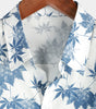 Breathable Short-Sleeved Cotton and Linen Maple Leaf Print Shirt for Men
