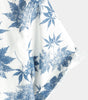Breathable Short-Sleeved Cotton and Linen Maple Leaf Print Shirt for Men