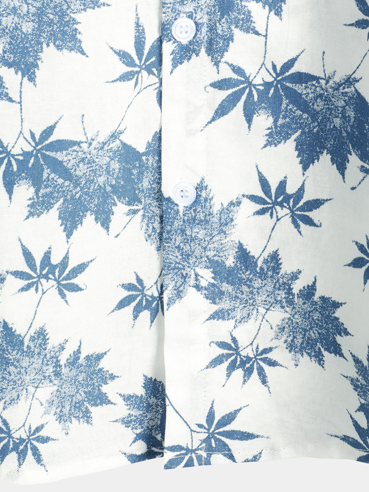 Breathable Short-Sleeved Cotton and Linen Maple Leaf Print Shirt for Men