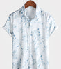 Men's Short-Sleeve Button-Up Shirt, Casual Style, Floral Pattern, Ideal for Holidays