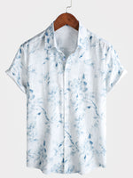 Men's Short-Sleeve Button-Up Shirt, Casual Style, Floral Pattern, Ideal for Holidays