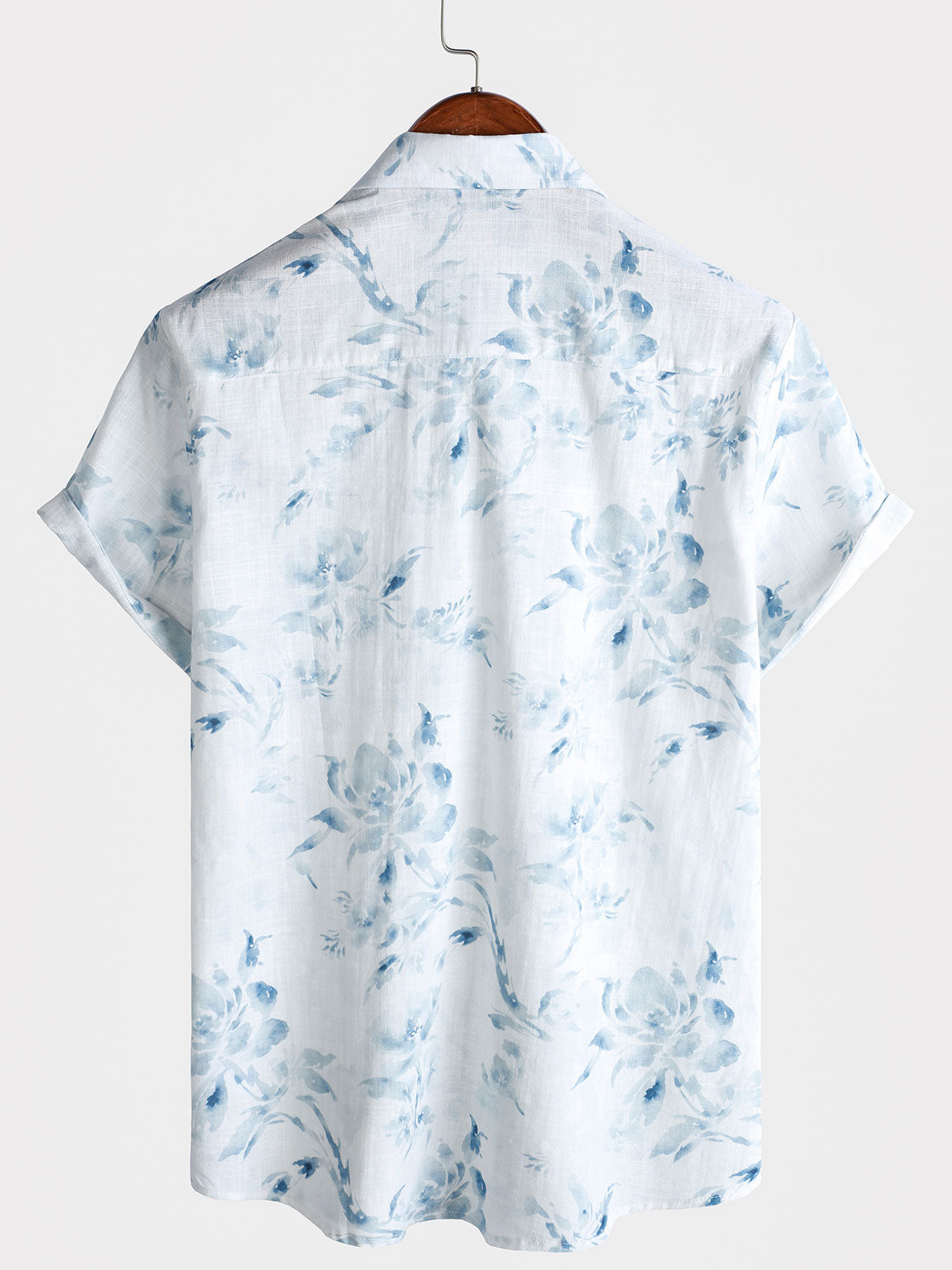 Men's Short-Sleeve Button-Up Shirt, Casual Style, Floral Pattern, Ideal for Holidays