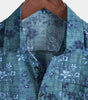 Men's Short Sleeve Retro Shirt with Pockets, Blue Floral Pattern, Casual Style for Holidays