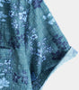 Men's Short Sleeve Retro Shirt with Pockets, Blue Floral Pattern, Casual Style for Holidays