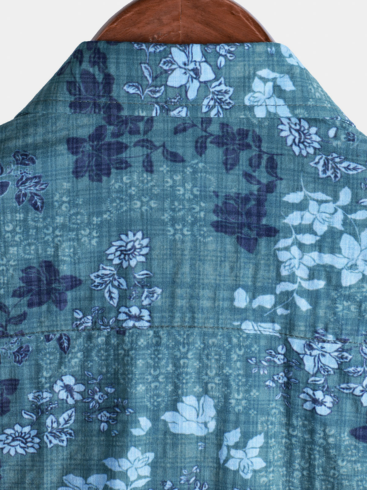 Men's Short Sleeve Retro Shirt with Pockets, Blue Floral Pattern, Casual Style for Holidays