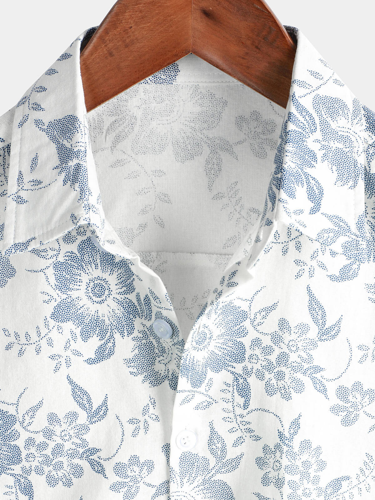 White Hawaiian Summer Shirt for Men, Short Sleeve, Breathable Cotton and Linen