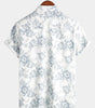 White Hawaiian Summer Shirt for Men, Short Sleeve, Breathable Cotton and Linen