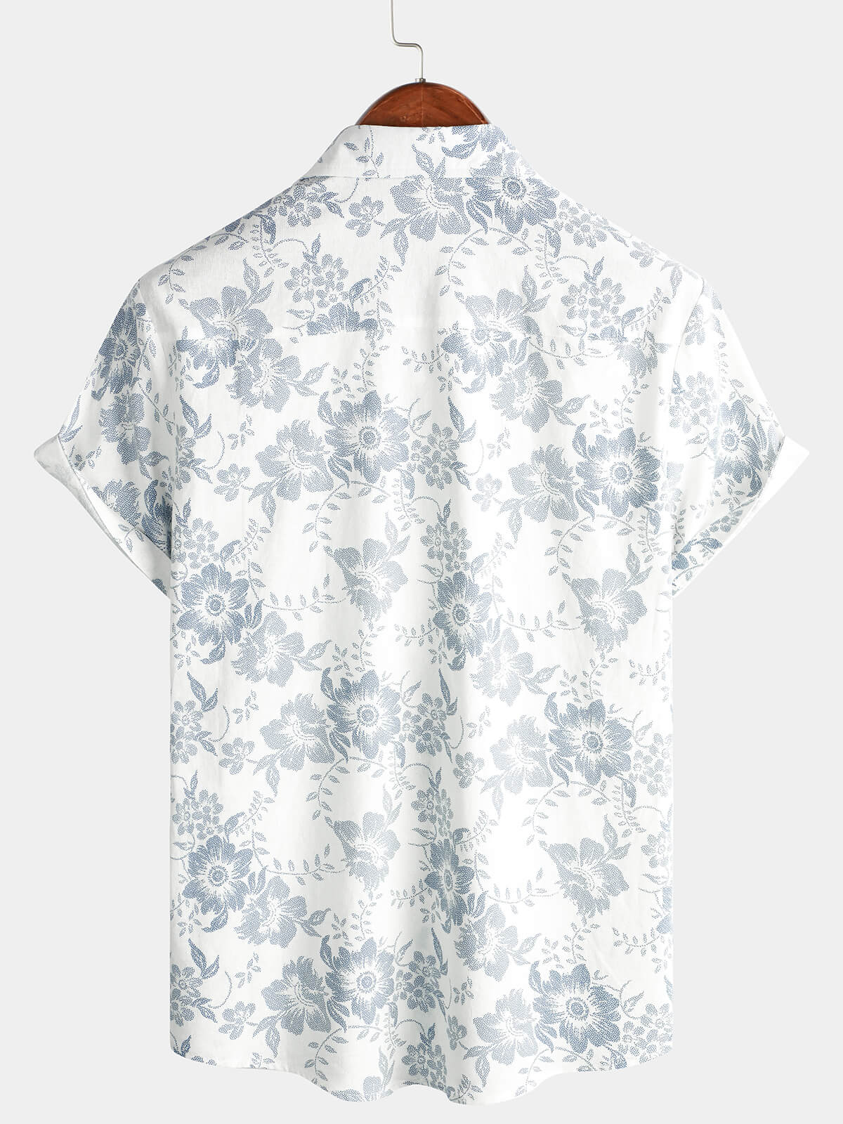 White Hawaiian Summer Shirt for Men, Short Sleeve, Breathable Cotton and Linen
