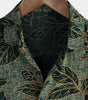 Men's Short Sleeve Button-Up Shirt, Floral Pattern, Vintage, Green, Summer Holidays