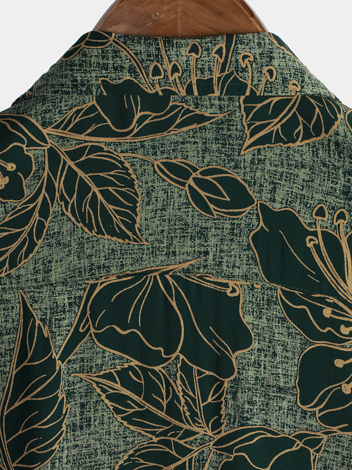 Men's Short Sleeve Button-Up Shirt, Floral Pattern, Vintage, Green, Summer Holidays