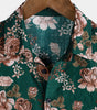 Men's Short Sleeve Shirt, Retro Green Floral Pattern for Summer Holidays