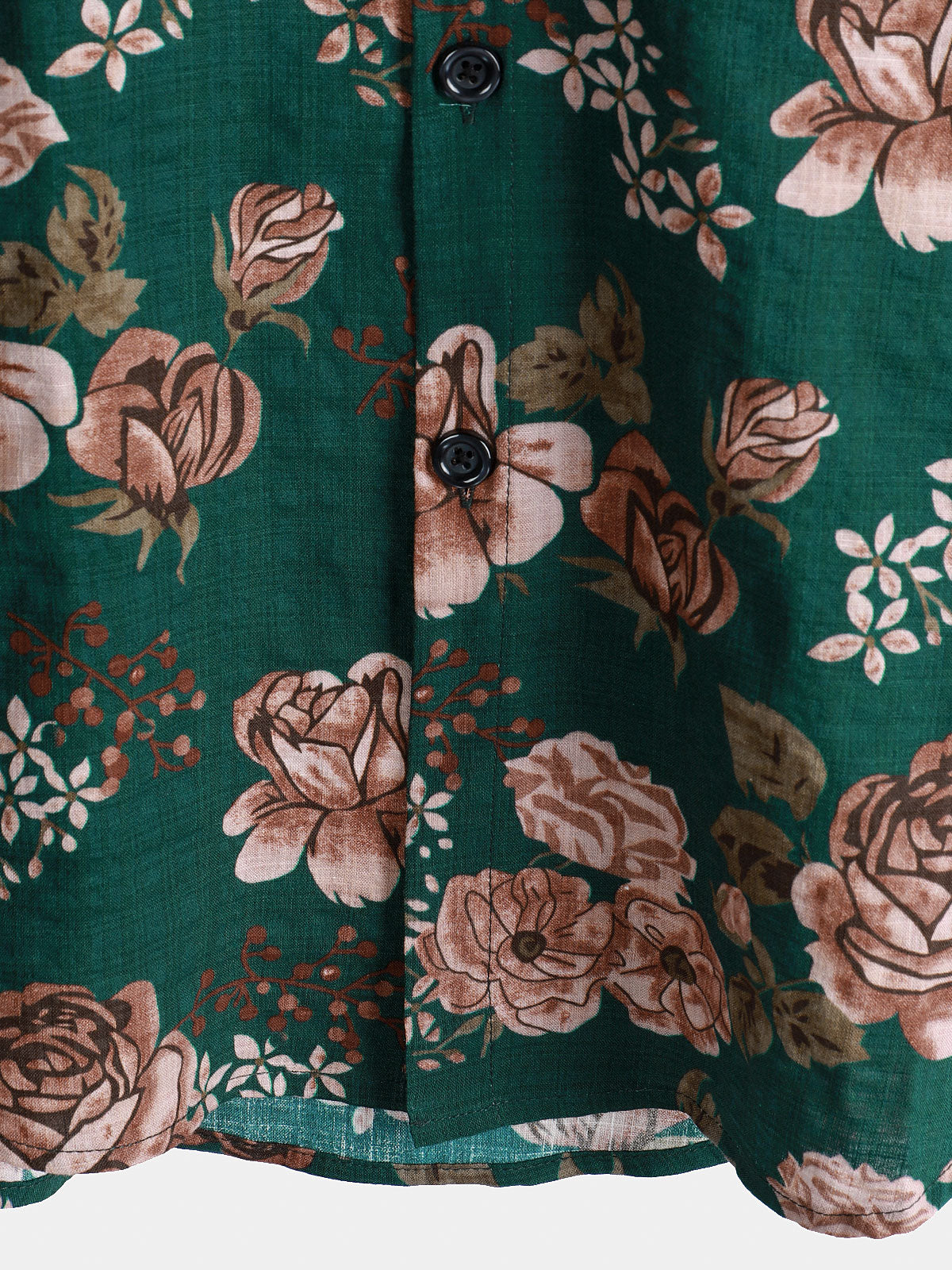 Men's Short Sleeve Shirt, Retro Green Floral Pattern for Summer Holidays
