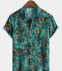 Short-Sleeved Hawaiian Shirt with Floral Print Pocket for Men