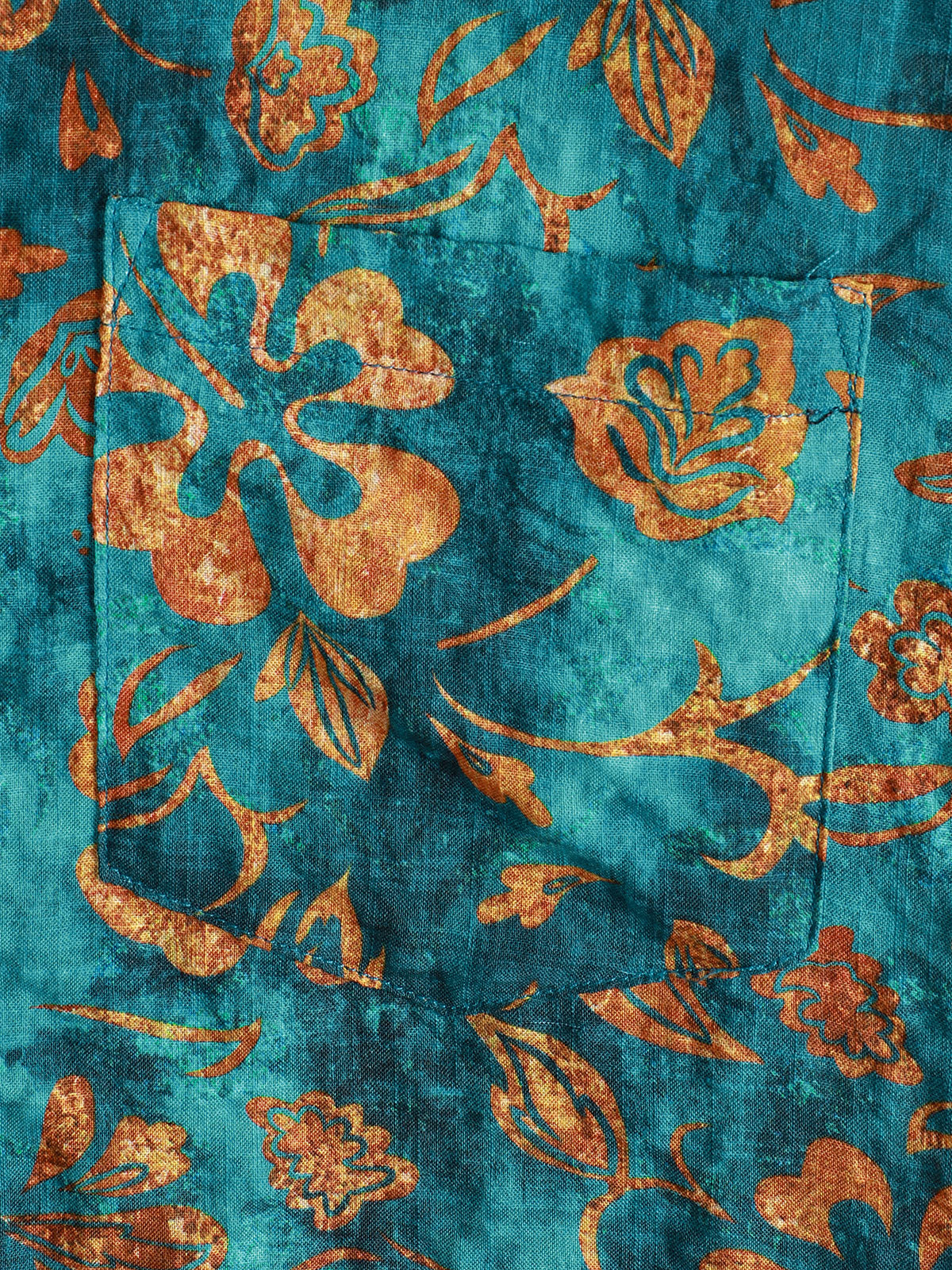Short-Sleeved Hawaiian Shirt with Floral Print Pocket for Men