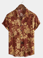 Men's Retro Floral Print Short Sleeve Shirt