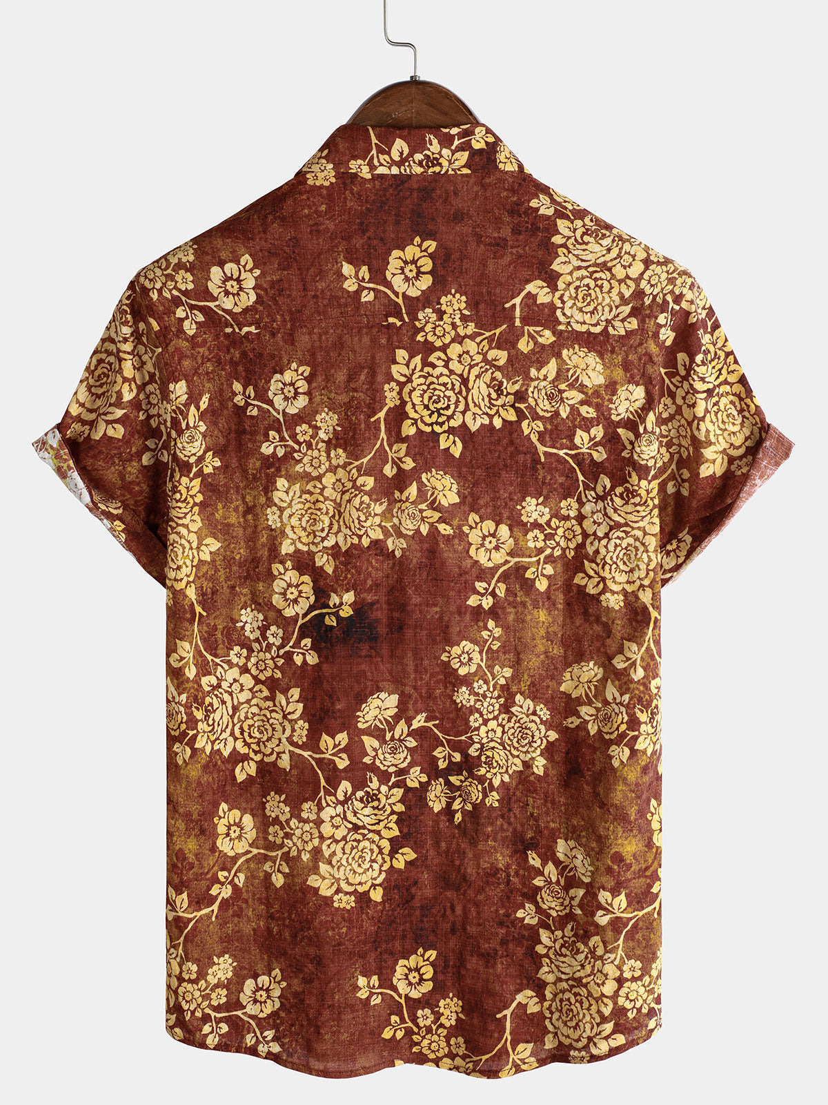 Men's Retro Floral Print Short Sleeve Shirt