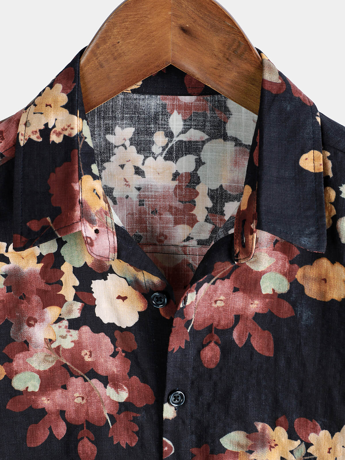 Casual Short-Sleeved Cotton Beach Shirt with Floral Print for Men