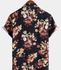 Casual Short-Sleeved Cotton Beach Shirt with Floral Print for Men