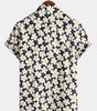 Light Blue Short-Sleeved Floral Print Shirt for Men