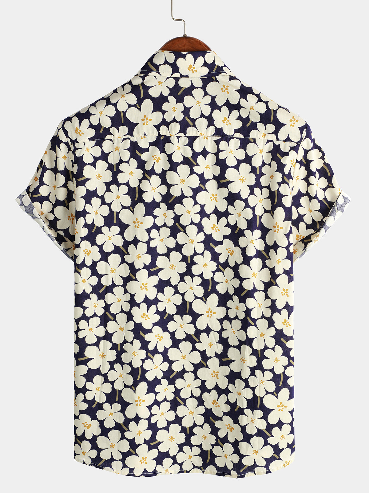 Light Blue Short-Sleeved Floral Print Shirt for Men