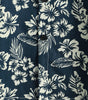 Men's Aloha Resort Short-Sleeve Button-Up Beach Shirt in Cotton with Blue Tropical Plant Leaves