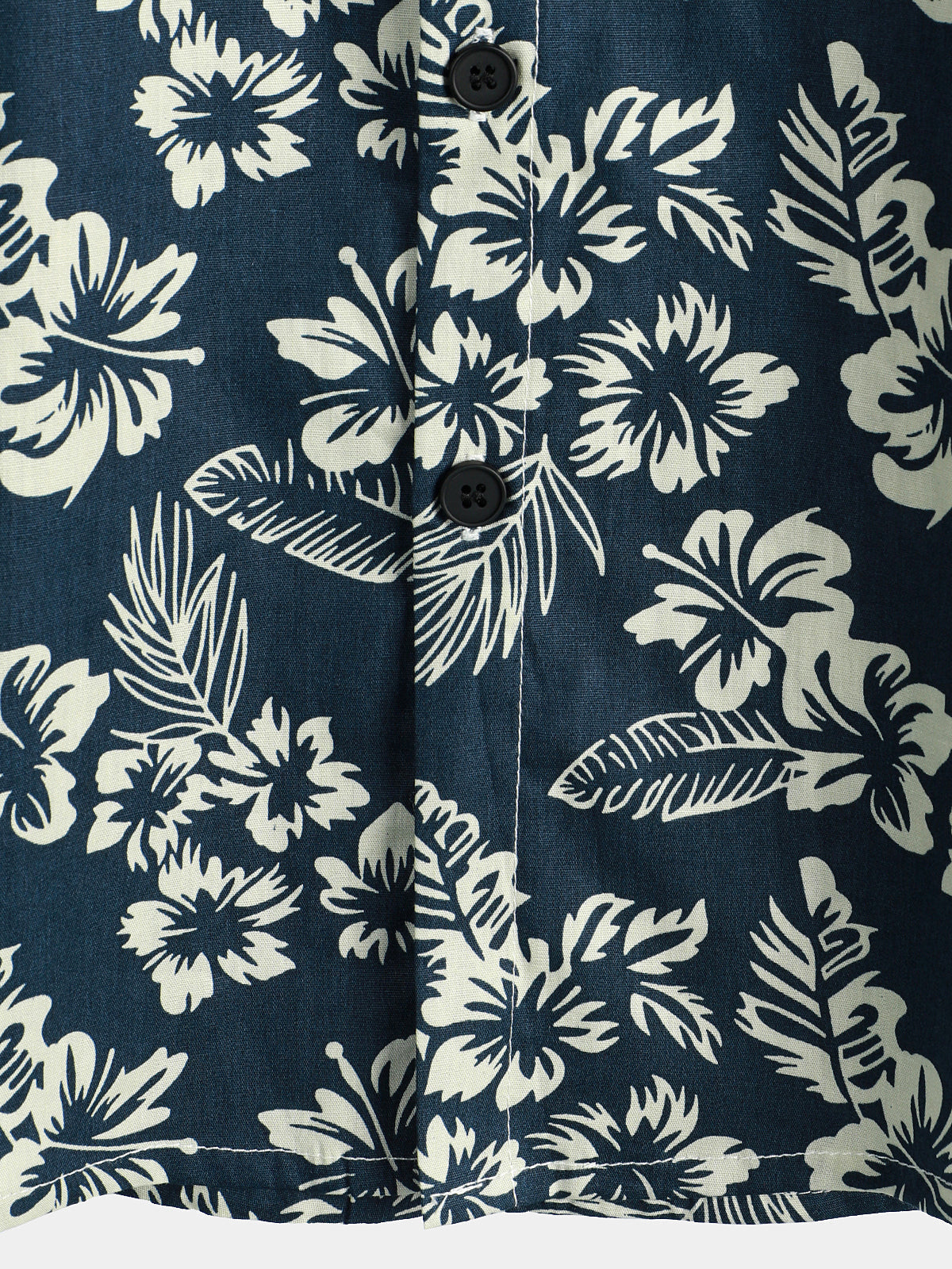 Men's Aloha Resort Short-Sleeve Button-Up Beach Shirt in Cotton with Blue Tropical Plant Leaves