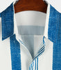 Casual Short Sleeve Vintage Blue Vertical Striped Shirt for Men