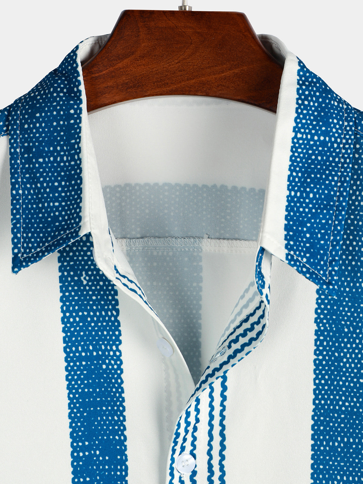 Casual Short Sleeve Vintage Blue Vertical Striped Shirt for Men