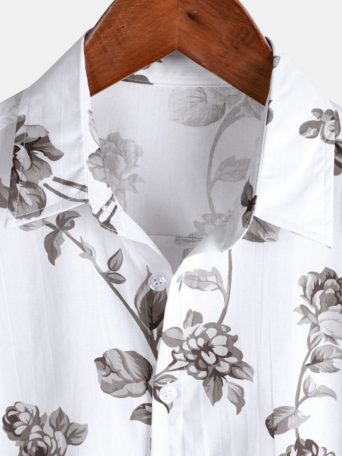 Men's Short Sleeve Casual Cotton Floral Print Shirt