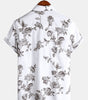 Men's Short Sleeve Casual Cotton Floral Print Shirt