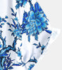 Short-Sleeved Cotton Shirt with Blue Floral Pattern