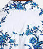Short-Sleeved Cotton Shirt with Blue Floral Pattern