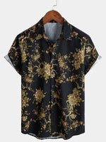 Men's Short Sleeve Cotton Floral Print Shirt
