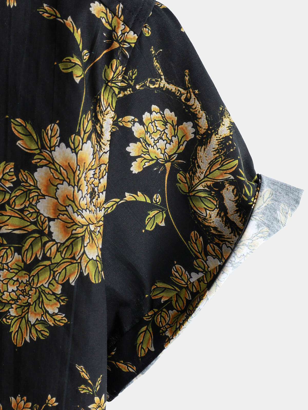 Men's Short Sleeve Cotton Floral Print Shirt