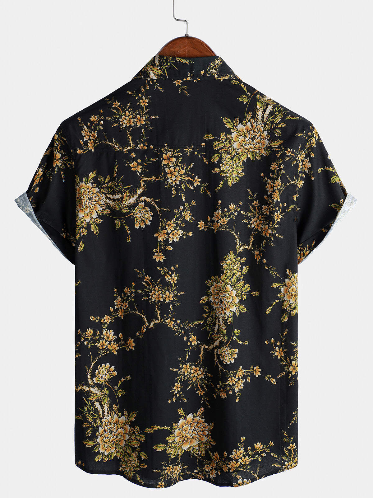 Men's Short Sleeve Cotton Floral Print Shirt