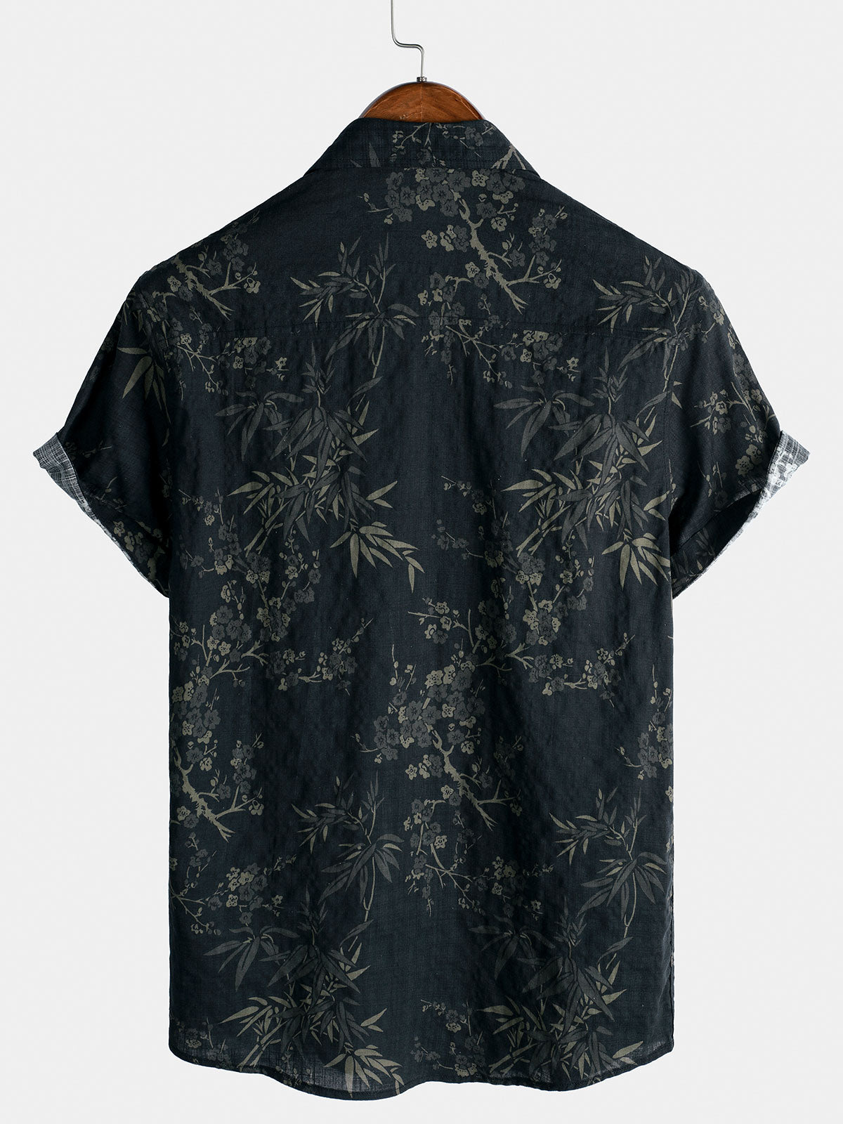 Casual Elegant Short-Sleeved Shirt with Retro Floral Print