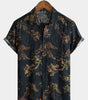 Breathable Retro Short-Sleeved Shirt with Vintage Print