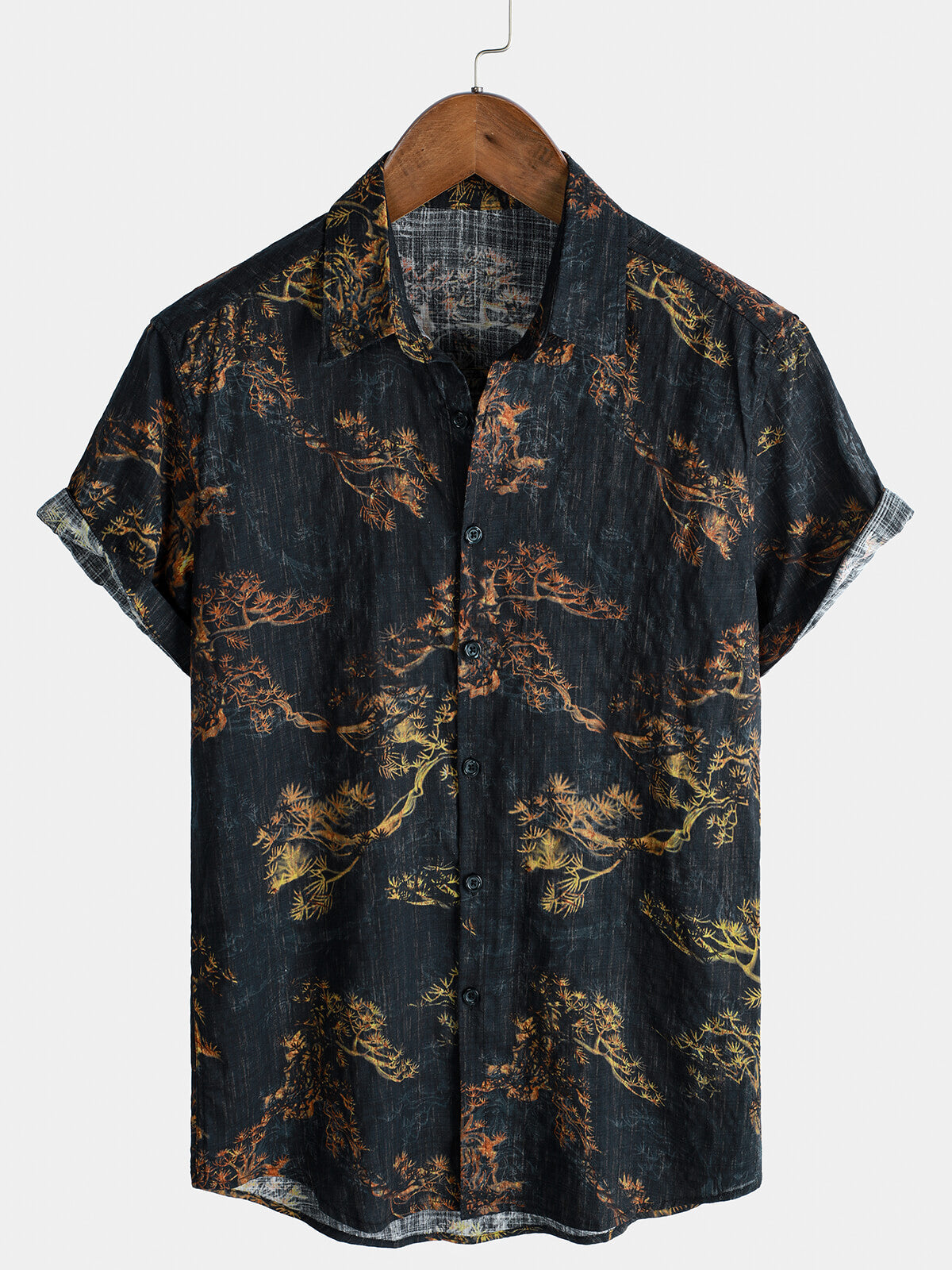 Breathable Retro Short-Sleeved Shirt with Vintage Print