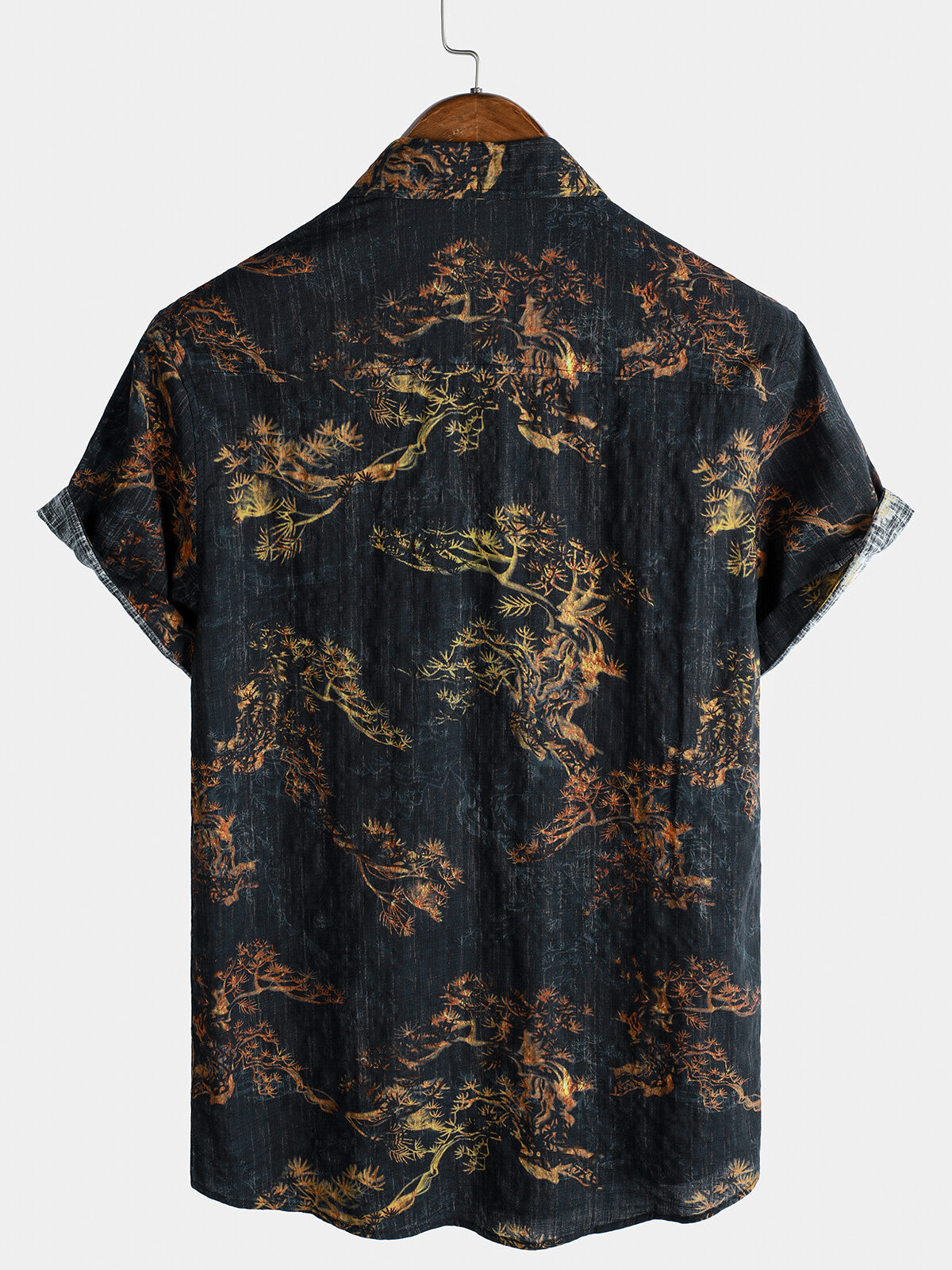 Breathable Retro Short-Sleeved Shirt with Vintage Print