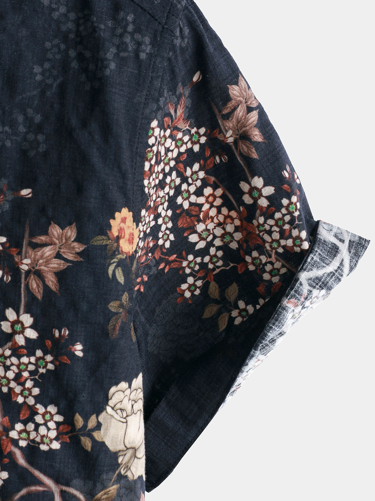 Men's Short-Sleeved Button-Up Shirt, Retro Floral Print, Perfect for Holidays