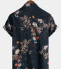 Men's Short-Sleeved Button-Up Shirt, Retro Floral Print, Perfect for Holidays