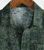 Men's Short-Sleeved Shirt with Retro Green Print Pocket