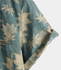 Men's Short Sleeve Summer Shirt with Pocket in Cotton and Maple Leaf